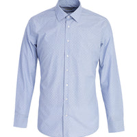 Medium Navy Long Sleeve Slim Fit Patterned Shirt