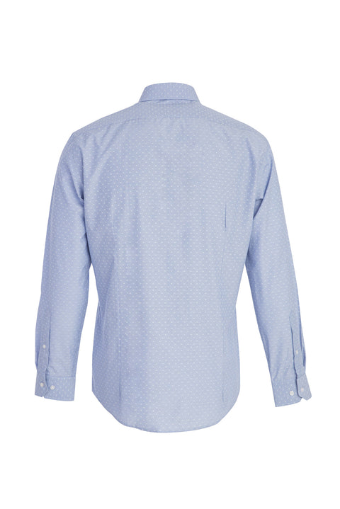 Medium Navy Long Sleeve Slim Fit Patterned Shirt