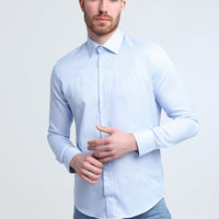 Light Blue Long Sleeve Slim Fit Patterned Shirt