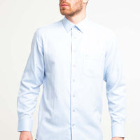 Light Blue Long-Sleeved Patterned Classic Shirt