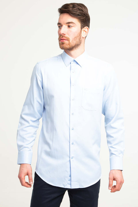 Light Blue Long-Sleeved Patterned Classic Shirt