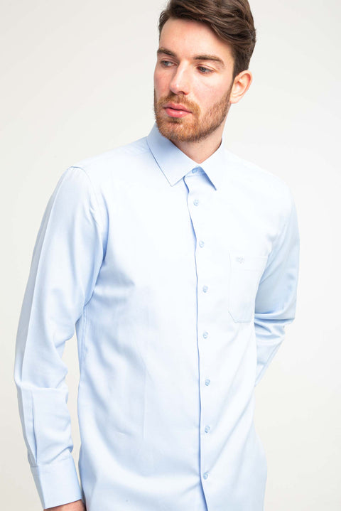 Light Blue Long-Sleeved Patterned Classic Shirt