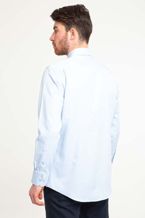 Light Blue Long-Sleeved Patterned Classic Shirt