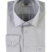 Light Gray Long-Sleeve Patterned Classic Shirt