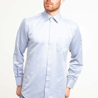 Light Navy Blue Long-Sleeved Classic Shirt with Pattern