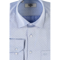 Blue Long-Sleeve Patterned Classic Shirt