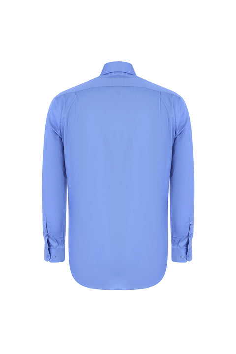 Aqua Blue Long Sleeve Non-Iron Satin Classic Cotton Shirt