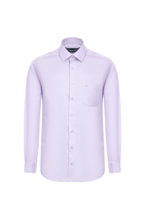 Lila Uzun Kol Non Iron Klasik Pamuklu Gömlek