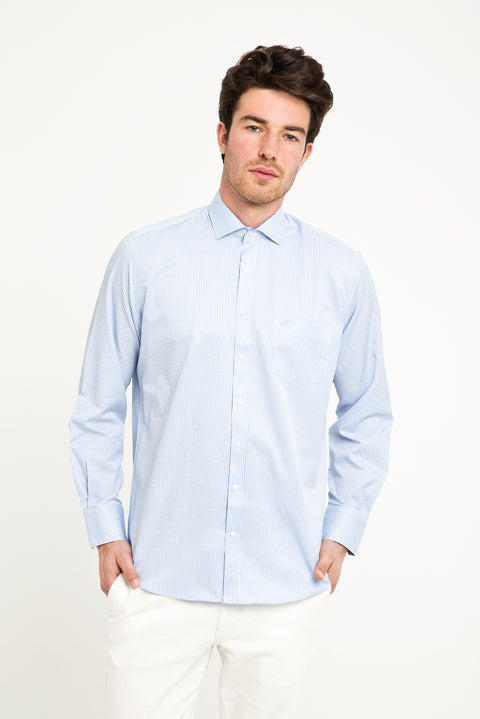 Light Blue Long Sleeve Striped Classic Shirt