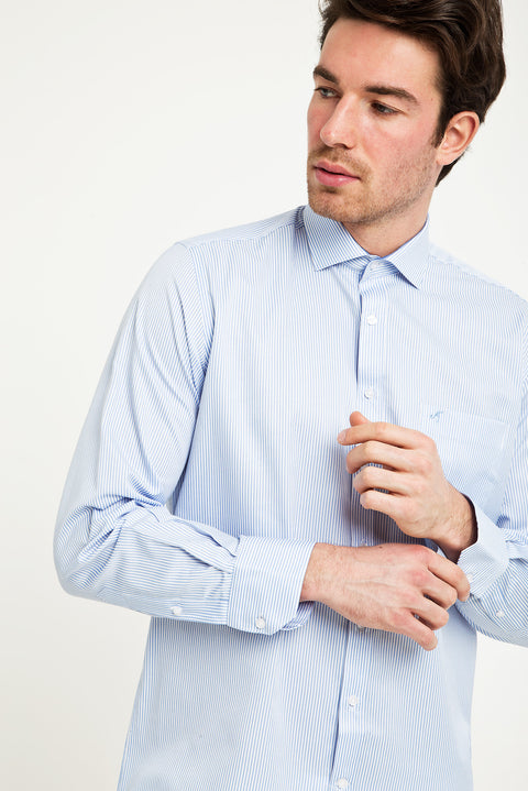 Light Blue Long Sleeve Striped Classic Shirt