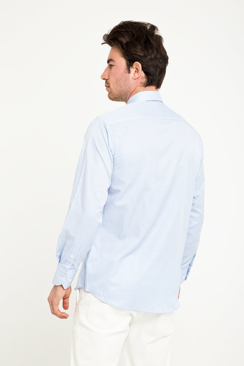 Light Blue Long Sleeve Striped Classic Shirt