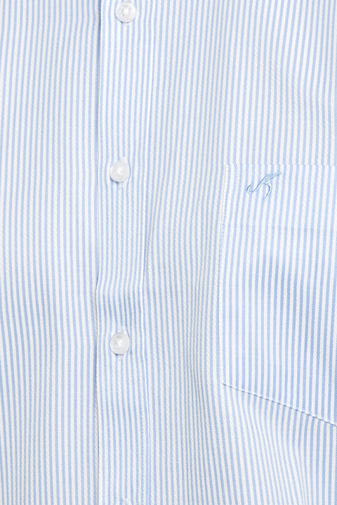 Light Blue Long Sleeve Striped Classic Shirt