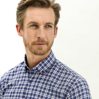 Medium Navy Long Sleeve Regular Fit Plaid Shirt