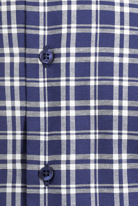 Medium Navy Long Sleeve Regular Fit Plaid Shirt