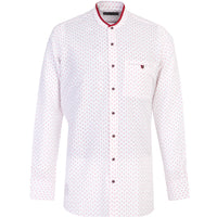 Coral Red Long Sleeve Mandarin Collar Regular Fit Printed Cotton Sport Shirt
