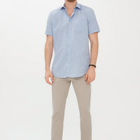 Light Blue Short Sleeve Regular Fit Patterned Shirt