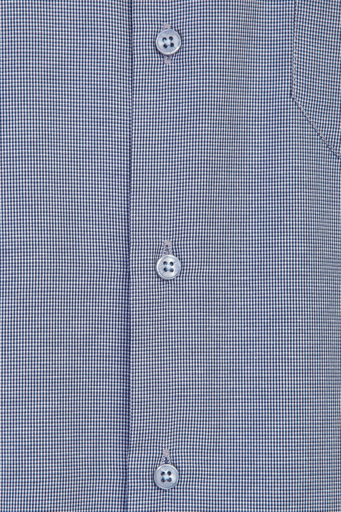 Medium Navy Regular Fit Short Sleeve Patterned Shirt