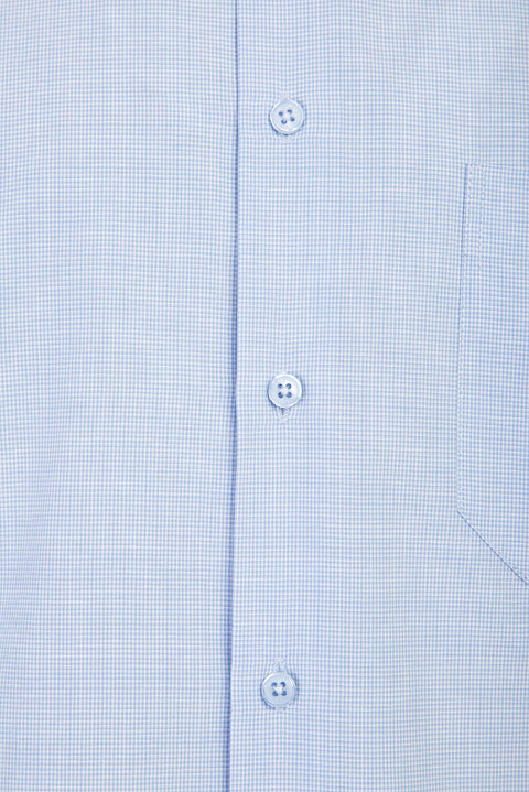 Sky Blue Regular Fit Short Sleeve Patterned Shirt