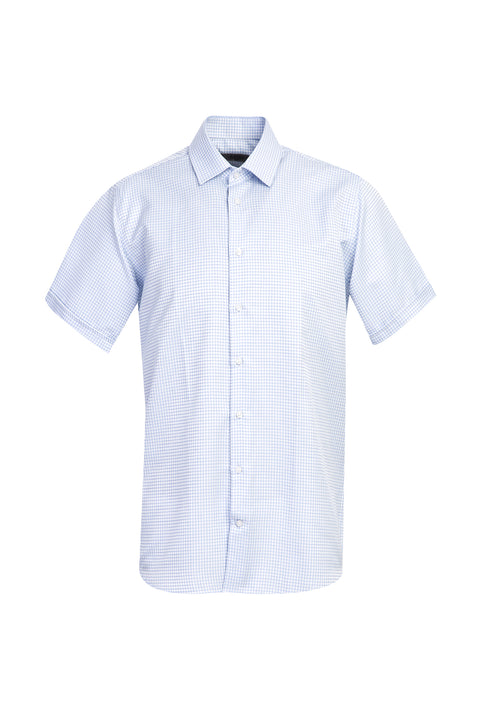 Light Blue Short Sleeve Regular Fit Patterned Shirt