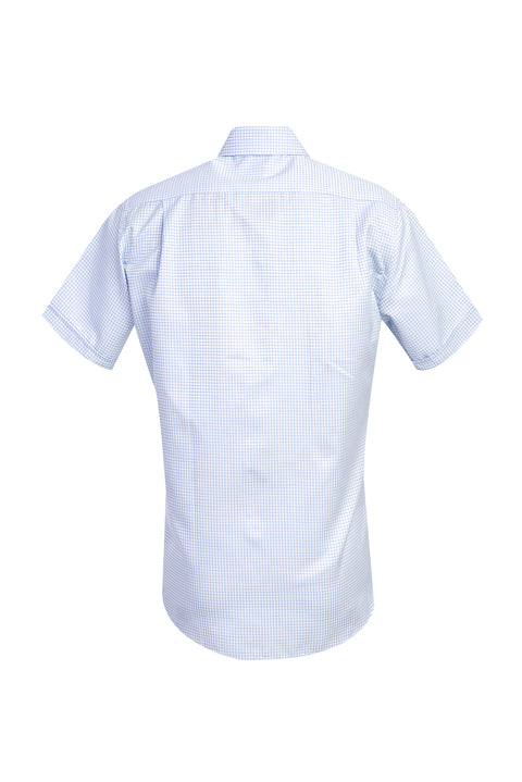 Light Blue Short Sleeve Regular Fit Patterned Shirt