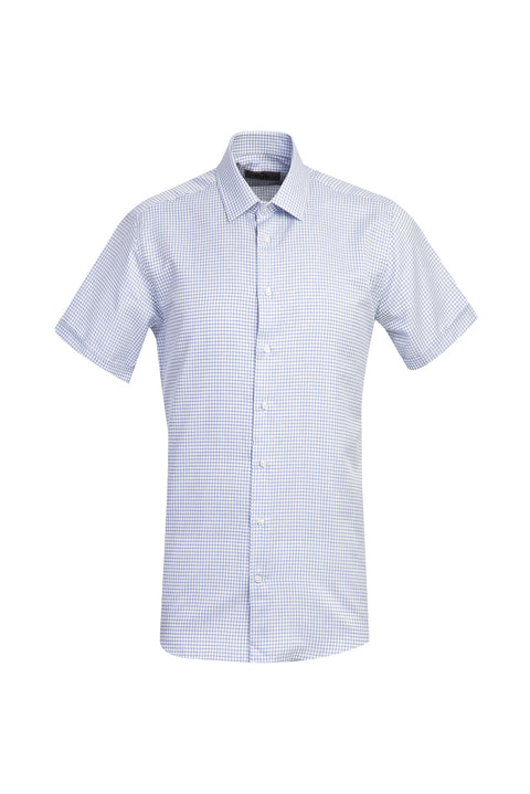 Dark Blue Short Sleeve Regular Fit Patterned Shirt