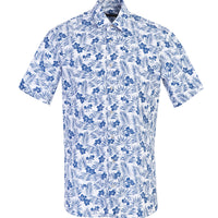 Blue Short-Sleeve Regular Fit Patterned Sport Shirt