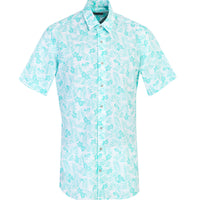 Light Green Short Sleeve Regular Fit Patterned Sport Cotton Shirt