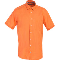 Medium Orange Short Sleeve Regular Fit Cotton Shirt