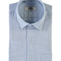 Dark Blue Short-Sleeved Patterned Classic Shirt