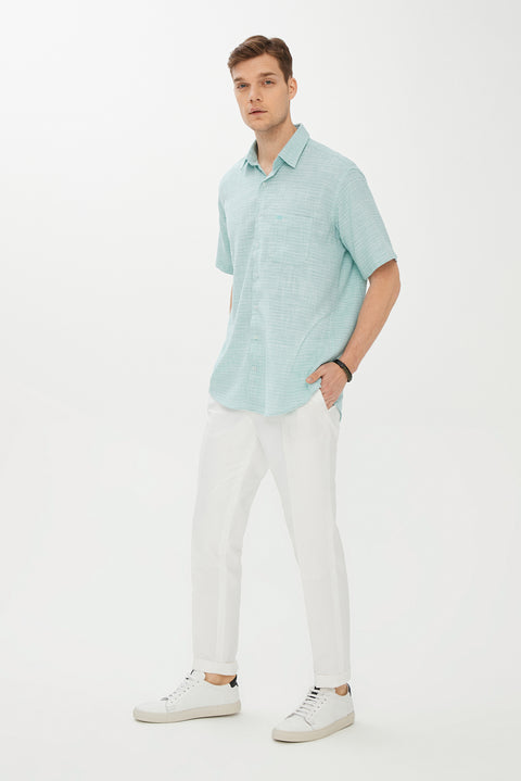 Mint Green Short Sleeve Regular Fit Patterned Shirt