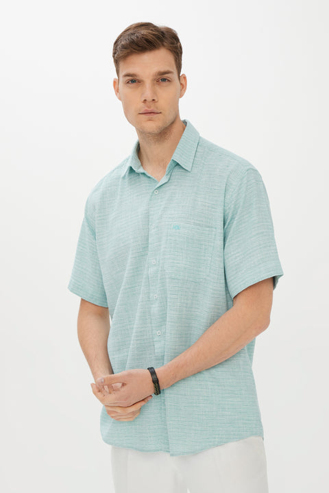 Mint Green Short Sleeve Regular Fit Patterned Shirt