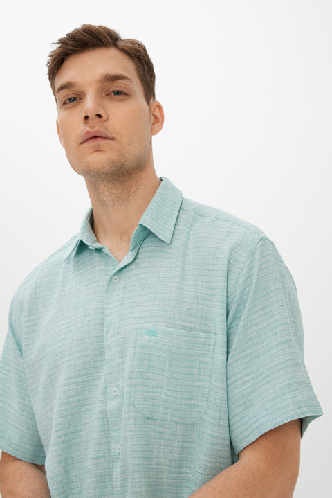 Mint Green Short Sleeve Regular Fit Patterned Shirt