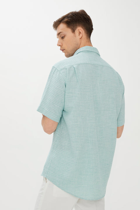 Mint Green Short Sleeve Regular Fit Patterned Shirt