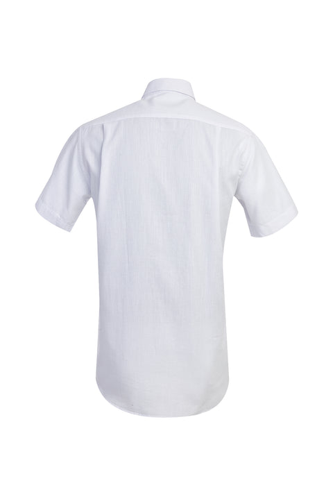 White Short-Sleeve Regular Fit Patterned Shirt