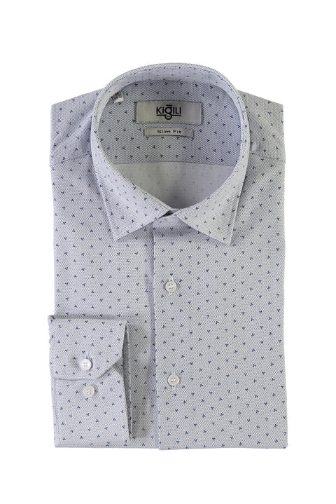 Medium Navy PN Cotton Printed Slim UK Shirt