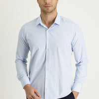 Blue Long Sleeve Slim Fit Patterned Shirt