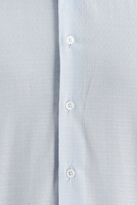 Blue Long Sleeve Slim Fit Patterned Shirt