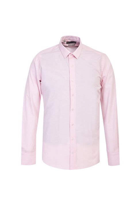 Medium Pink Long Sleeve Slim Fit Patterned Shirt