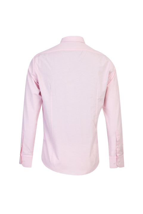 Medium Pink Long Sleeve Slim Fit Patterned Shirt