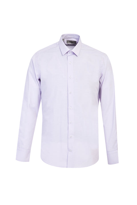 Lilac Long Sleeve Slim Fit Narrow Cut Patterned Shirt