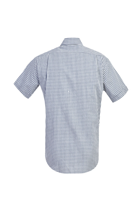 Light Navy Short Sleeve Regular Fit Plaid Shirt