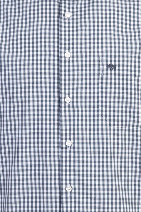 Light Navy Short Sleeve Regular Fit Plaid Shirt