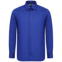 Navy Blue Long Sleeve Slim Fit Narrow Cut Non-Iron Satin Classic Cotton Shirt
