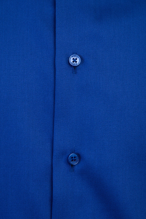 Navy Blue Long Sleeve Slim Fit Narrow Cut Non-Iron Satin Classic Cotton Shirt
