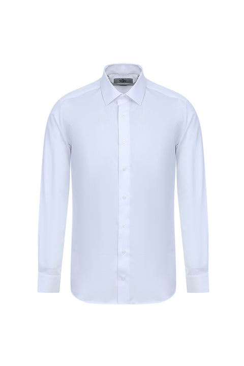 White Long Sleeve Slim Fit Narrow Cut Non-Iron Classic Shirt