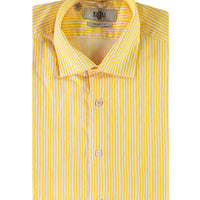 Light Yellow Long Sleeve Slim Fit Striped Cotton Shirt