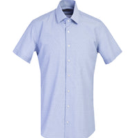 Koyu Mavi  Kısa Kol Slim Fit Dar Kesim Desenli Gömlek