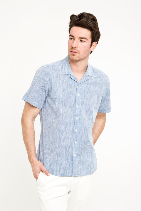 Medium Navy Blue PN Cotton Poly Printed Classic Shirt