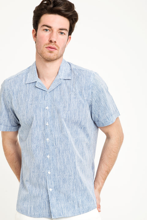 Medium Navy Blue PN Cotton Poly Printed Classic Shirt