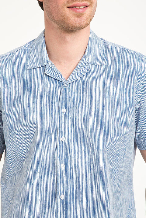 Medium Navy Blue PN Cotton Poly Printed Classic Shirt